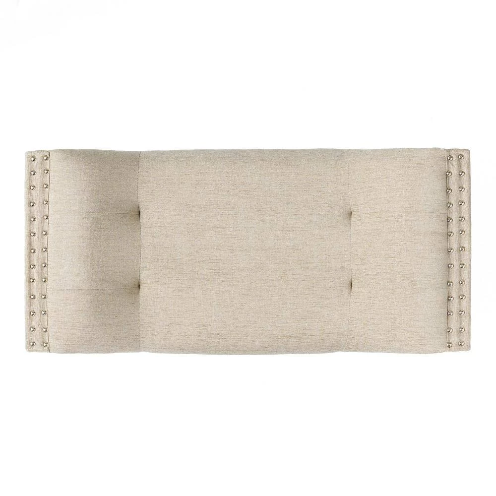 Rosalynn Almond Tufted Ottoman Bench by Noble House - Image 3