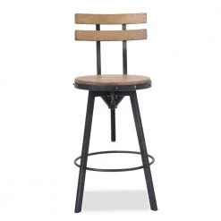 Antique and Black Brush Silver Adjustable Bar Stool by Noble House