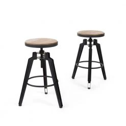 Heidi 30 in. Antique Adjustable Bar Stool (Set of 2) by Noble House