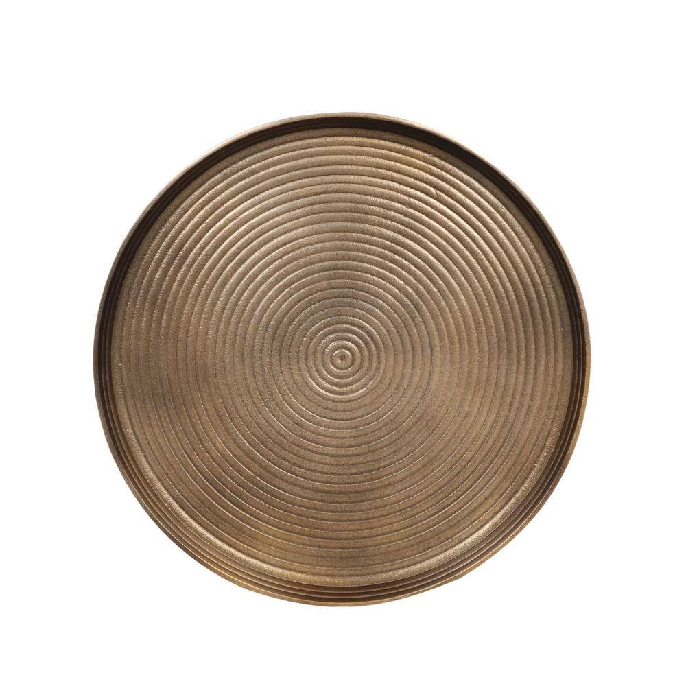 Everts 19 in. x 23.25 in. Antique Brass Round Metal End Table by Noble House - Image 5