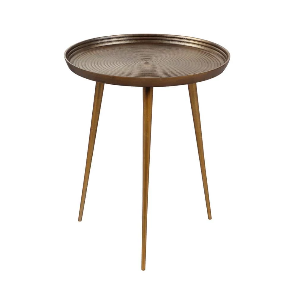 Everts 19 in. x 23.25 in. Antique Brass Round Metal End Table by Noble House