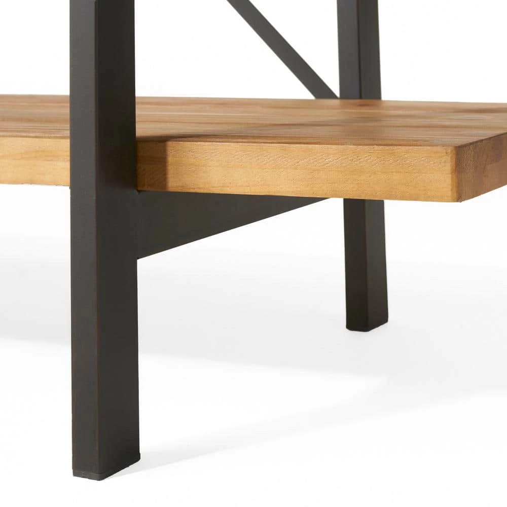 Irene 79 in. Antique Brown Wood 4-Shelf Accent Bookcase by Noble House - Image 6