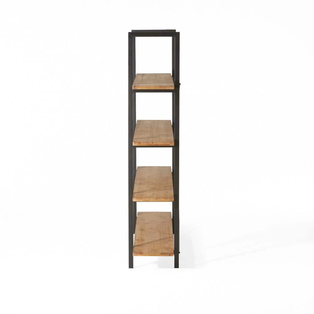 Irene 79 in. Antique Brown Wood 4-Shelf Accent Bookcase by Noble House - Image 2