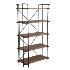 Cedarburg 66.75 in. Antique Brown Wood 5-Shelf Etagere Bookcase by Noble House
