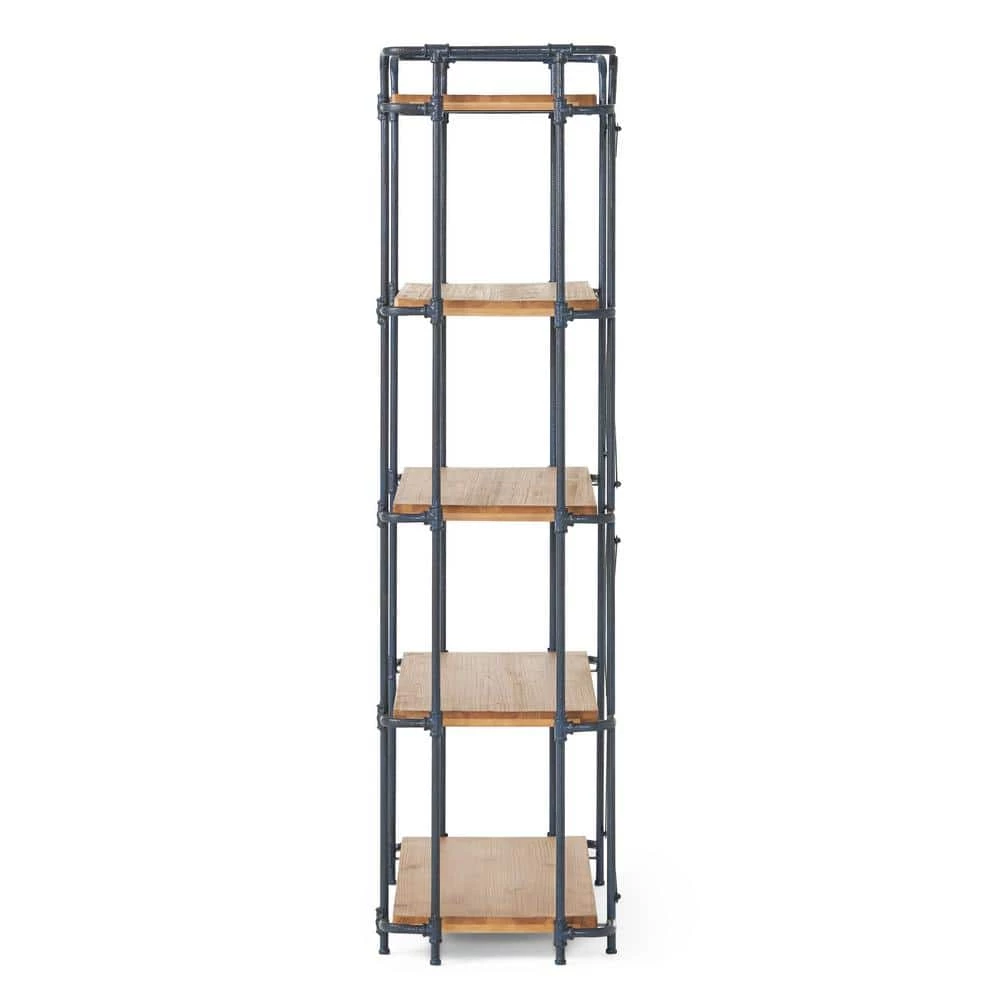 Cedarburg 66.75 in. Antique Brown Wood 5-Shelf Etagere Bookcase by Noble House - Image 7