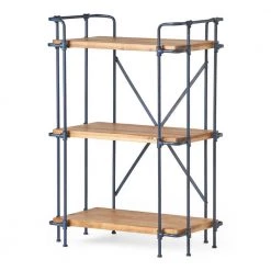 Cedarburg 40.75 in. Antique Brown Wood 3-Shelf Etagere Bookcase by Noble House