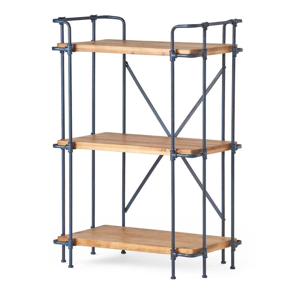 Cedarburg 40.75 in. Antique Brown Wood 3-Shelf Etagere Bookcase by Noble House