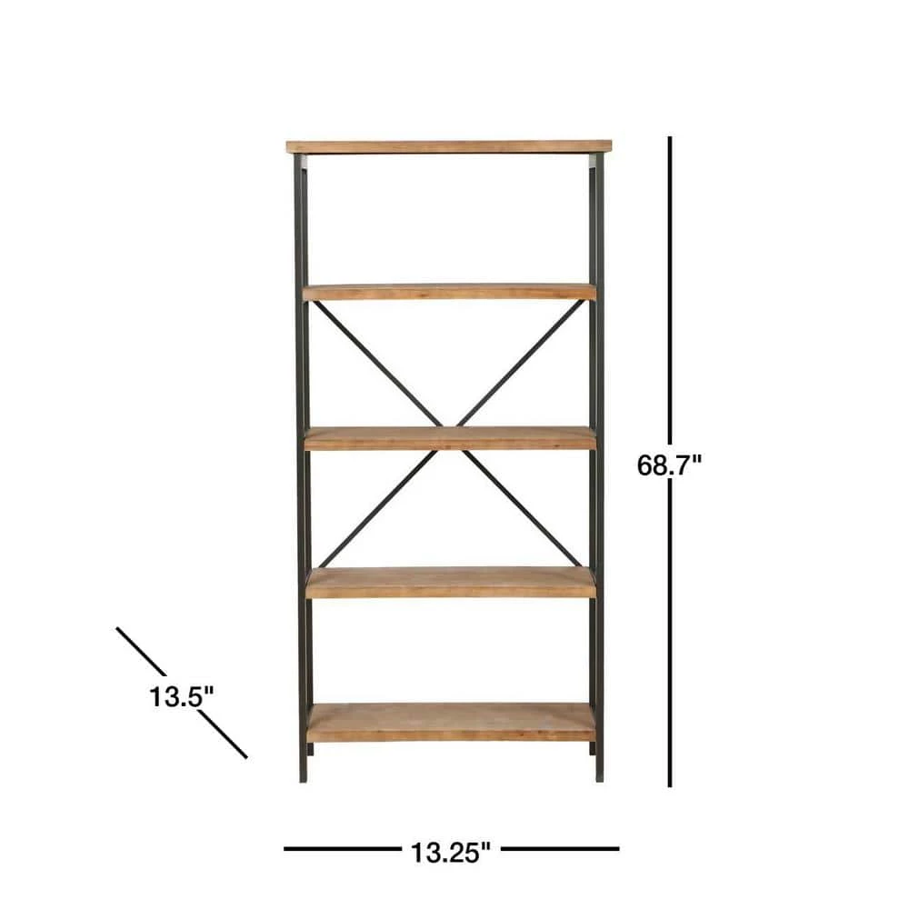 Winsten 22.00 in. Antique Brown Wood 4-Shelf Accent Bookcase by Noble House - Image 3