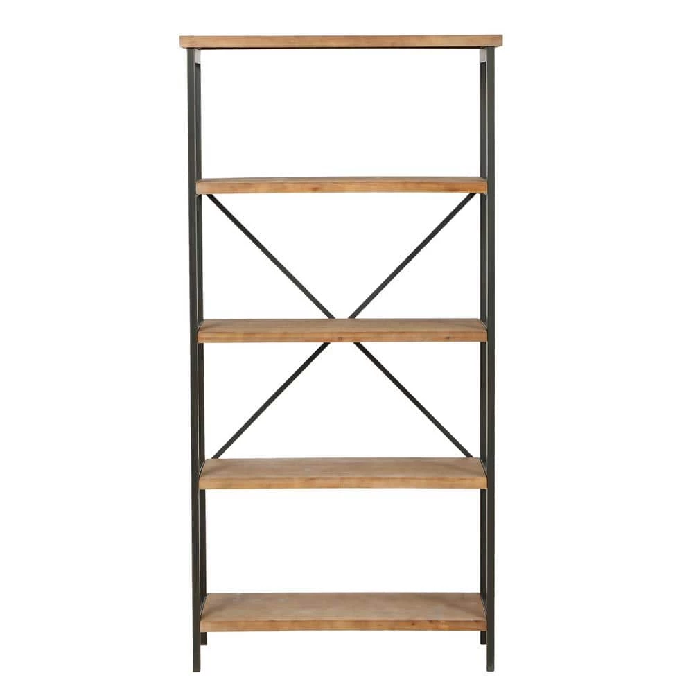 Winsten 22.00 in. Antique Brown Wood 4-Shelf Accent Bookcase by Noble House
