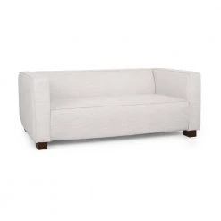 Bartram 2-Seat Beige and Dark Walnut Fabric Loveseat by Noble House