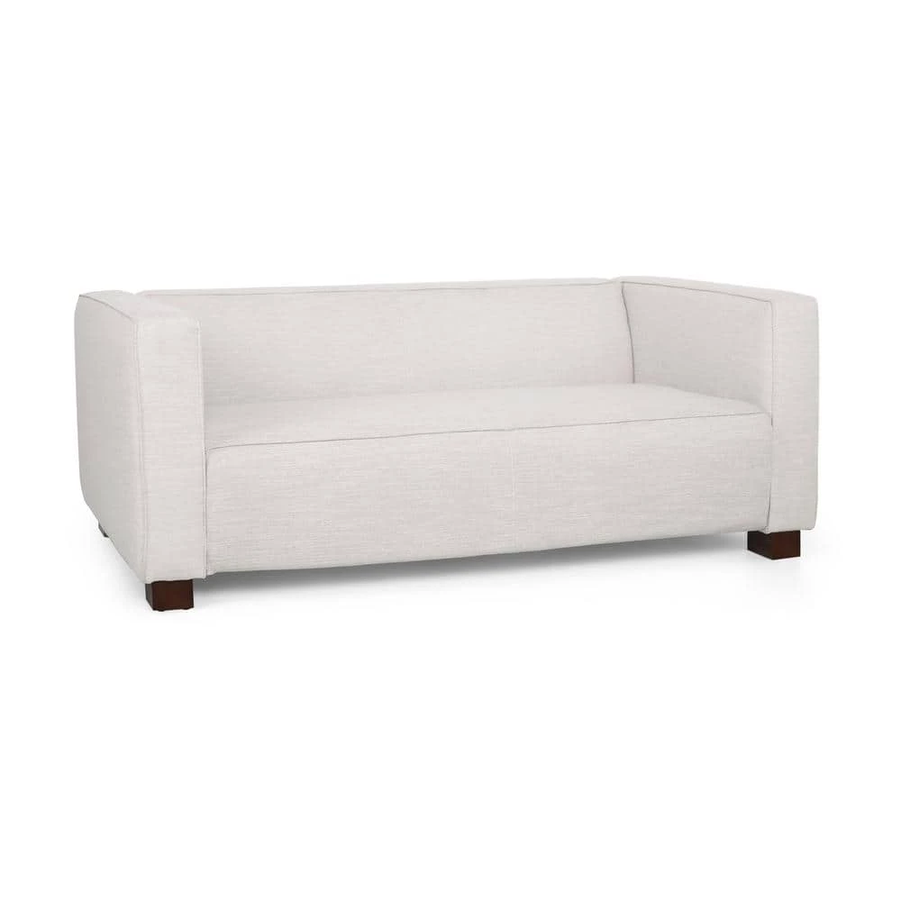 Bartram 2-Seat Beige and Dark Walnut Fabric Loveseat by Noble House