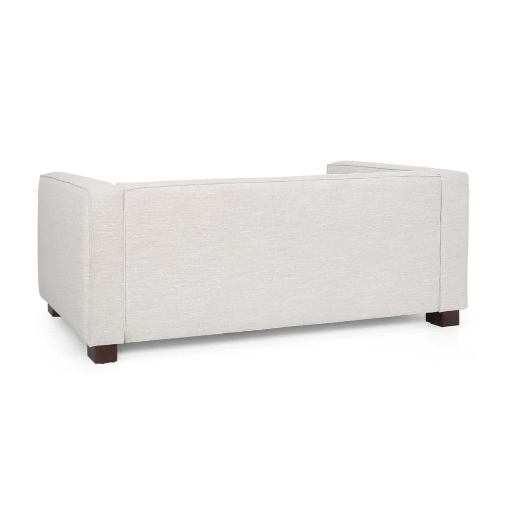 Bartram 2-Seat Beige and Dark Walnut Fabric Loveseat by Noble House - Image 4
