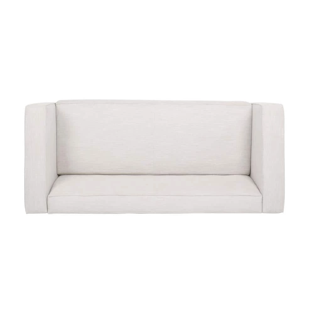 Bartram 2-Seat Beige and Dark Walnut Fabric Loveseat by Noble House - Image 3