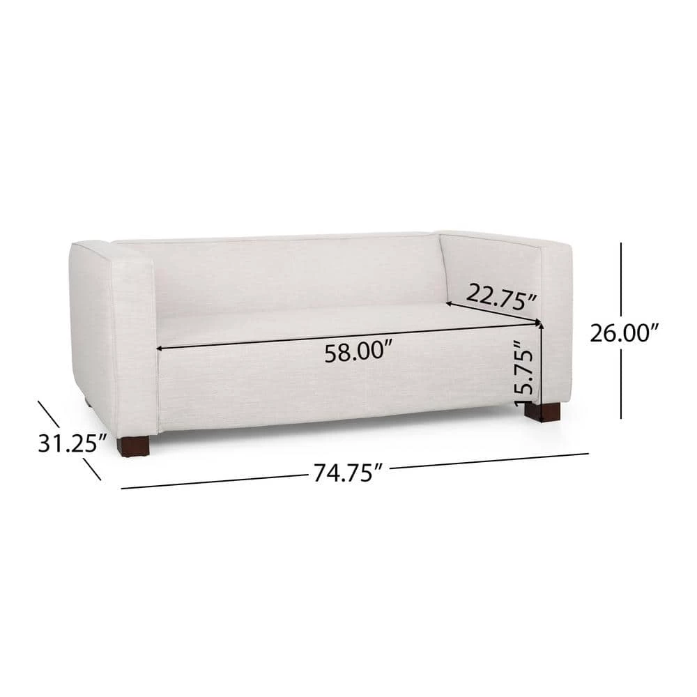 Bartram 2-Seat Beige and Dark Walnut Fabric Loveseat by Noble House - Image 5