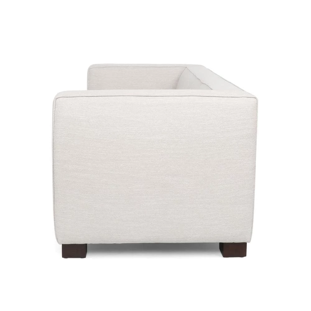 Bartram 2-Seat Beige and Dark Walnut Fabric Loveseat by Noble House - Image 2