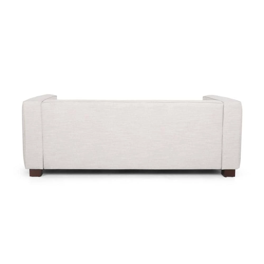 Bartram 2-Seat Beige and Dark Walnut Fabric Loveseat by Noble House - Image 9