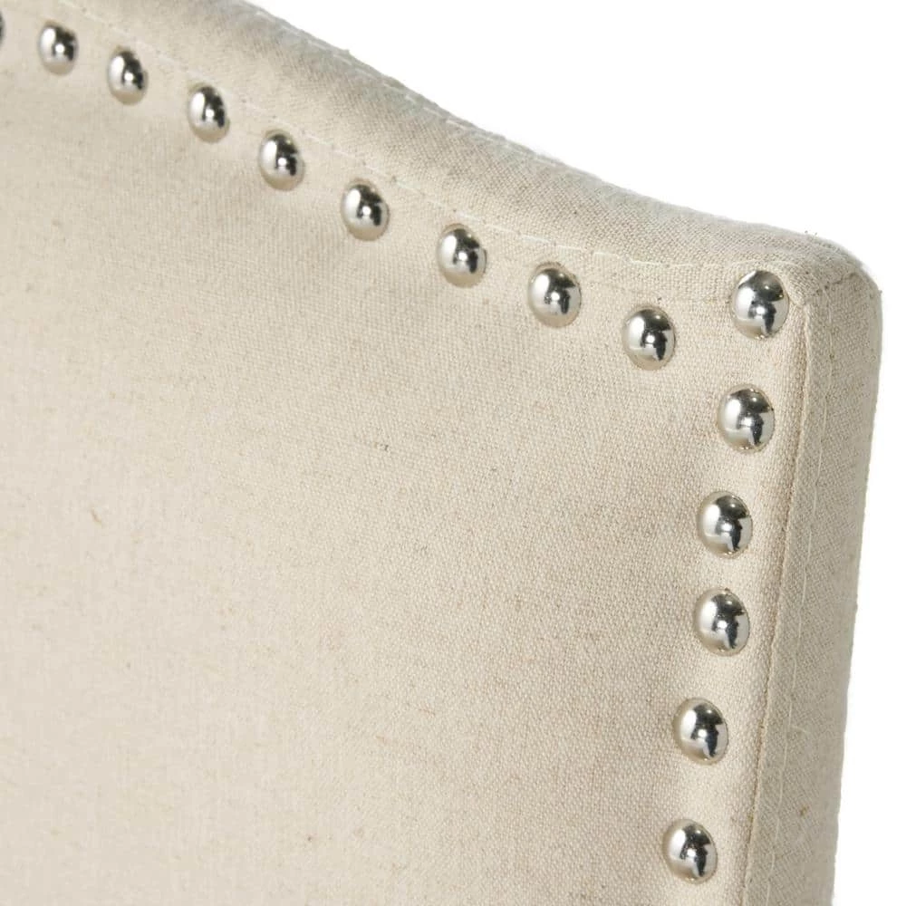 Markson 30 in. Beige Studded Bar Stool (Set of 2) by Noble House - Image 7