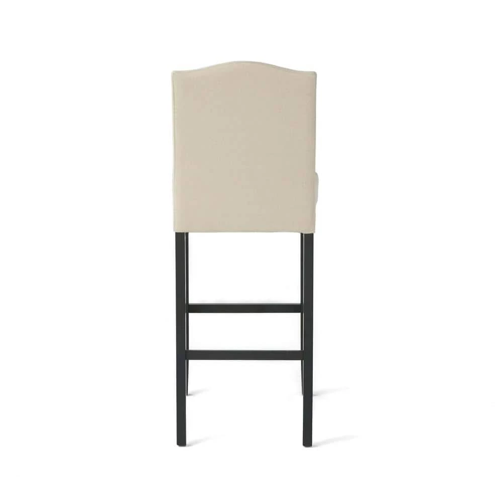 Markson 30 in. Beige Studded Bar Stool (Set of 2) by Noble House - Image 2