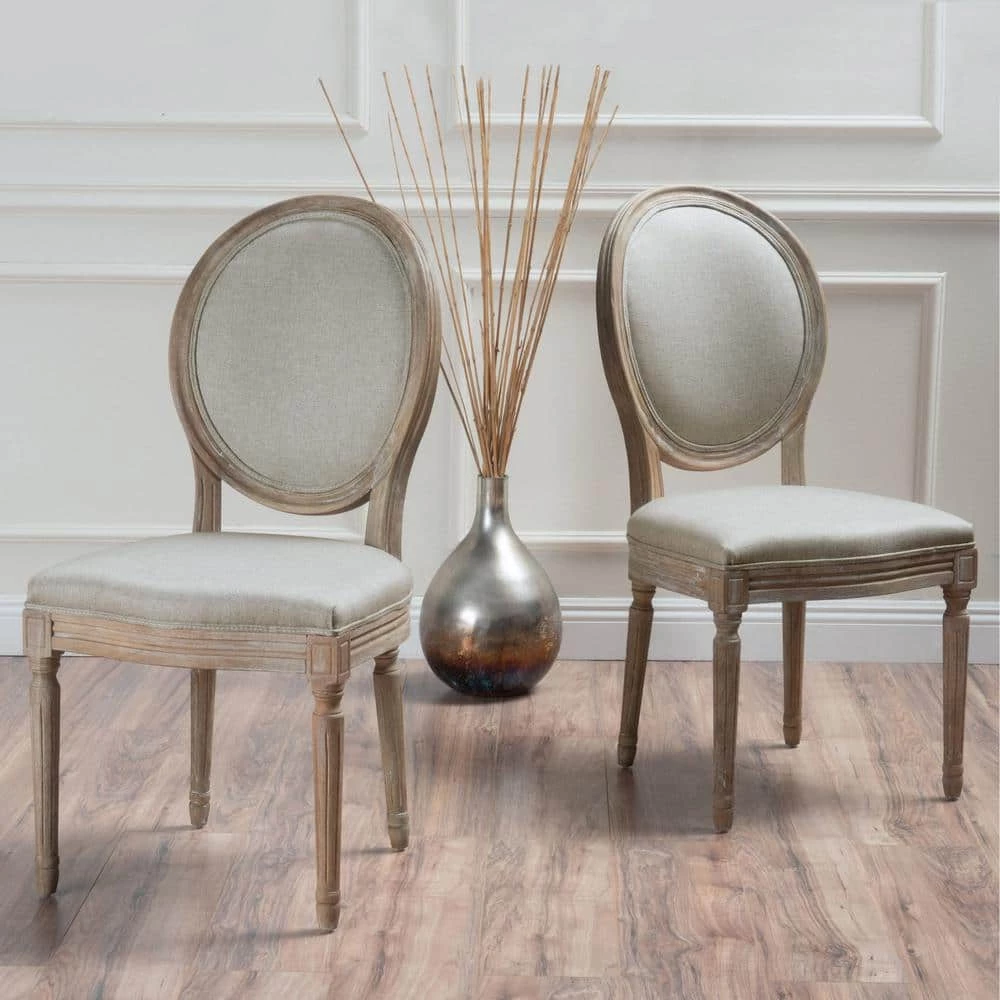 Phinnaeus Beige Fabric Dining Chairs (Set of 2) by Noble House - Image 7