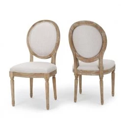 Phinnaeus Beige Fabric Dining Chairs (Set of 2) by Noble House
