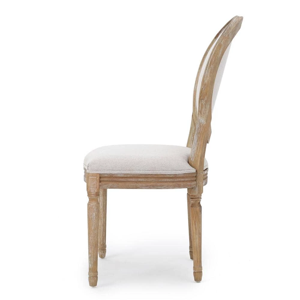 Phinnaeus Beige Fabric Dining Chairs (Set of 2) by Noble House - Image 2