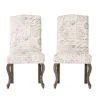 Lynwood Beige Fabric French Script Dining Chairs (Set of 2) by Noble House