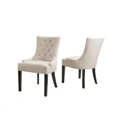 Hayden Beige Upholstered Dining Chairs (Set of 2) by Noble House