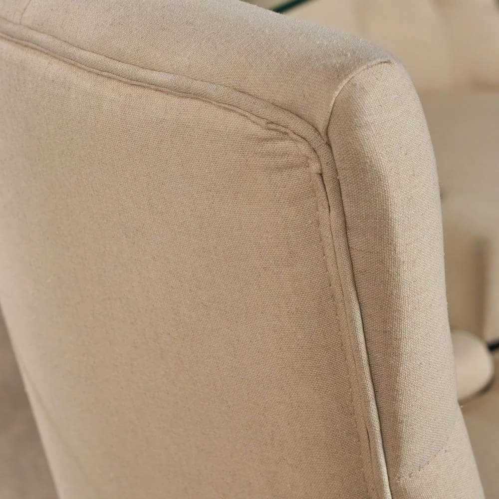 Hayden Beige Upholstered Dining Chairs (Set of 2) by Noble House - Image 6