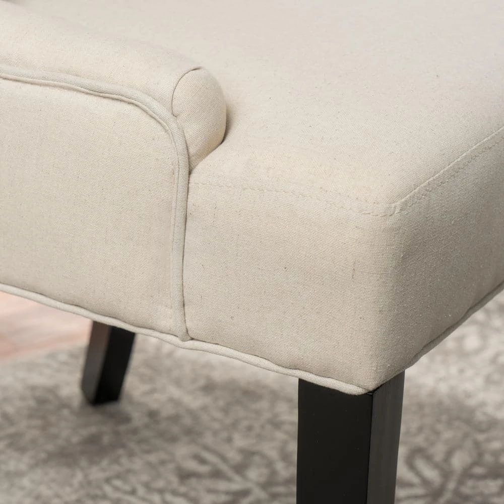 Hayden Beige Upholstered Dining Chairs (Set of 2) by Noble House - Image 2