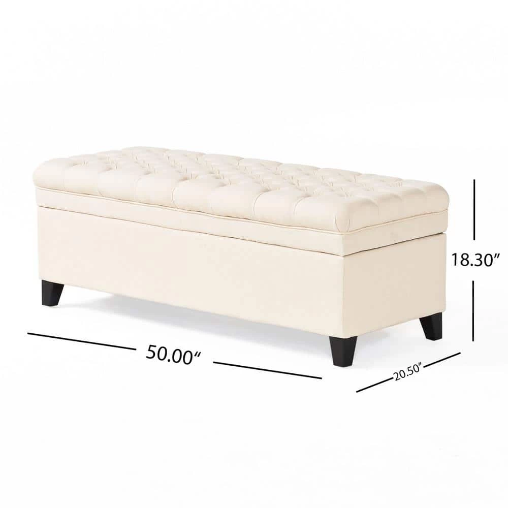 Juliana Beige Fabric Storage Ottoman by Noble House - Image 7