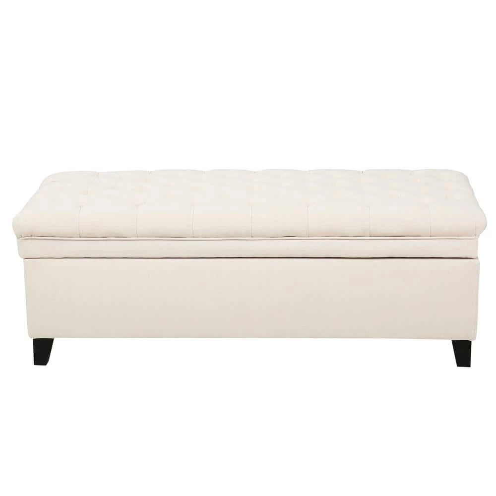 Juliana Beige Fabric Storage Ottoman by Noble House - Image 4
