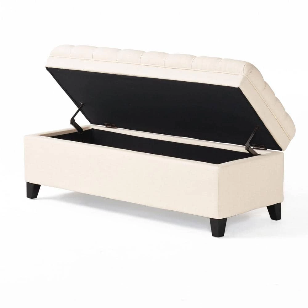 Juliana Beige Fabric Storage Ottoman by Noble House - Image 5