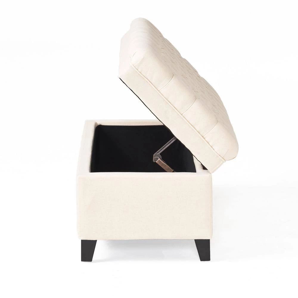 Juliana Beige Fabric Storage Ottoman by Noble House - Image 8