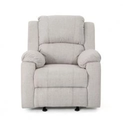 Mozelle Classic Tufted Beige Polyester Recliner by Noble House