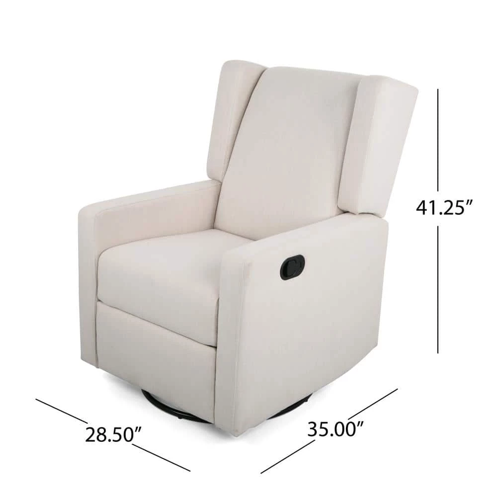 Hounker Beige Fabric Recliner by Noble House - Image 9