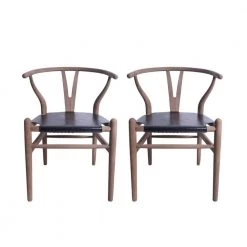 Hounker Black and Antique Ash Wood Dining Chair (Set of 2) by Noble House