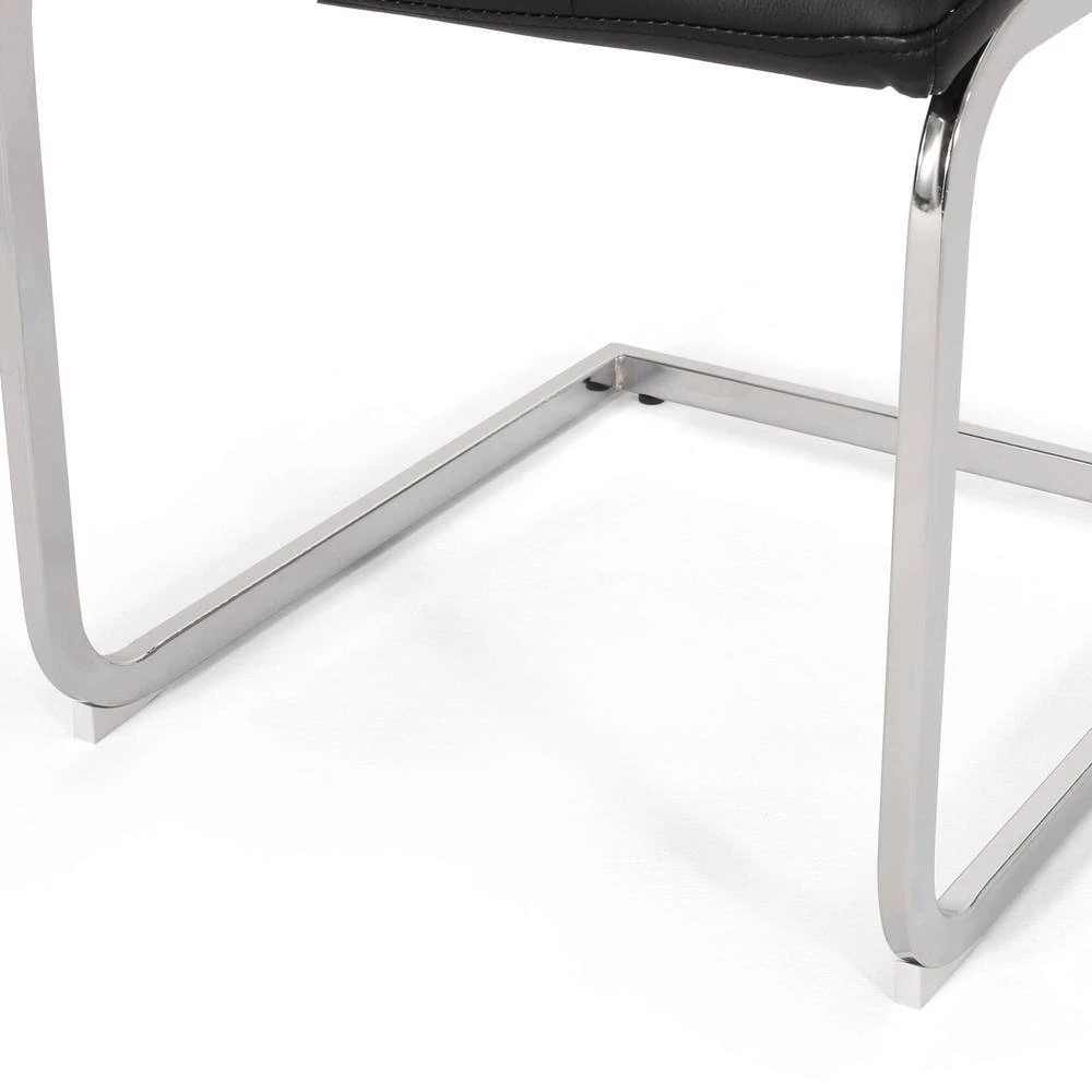 Niver Black and Chrome Waffle Stitch Dining Chair (Set of 2) by Noble House - Image 8