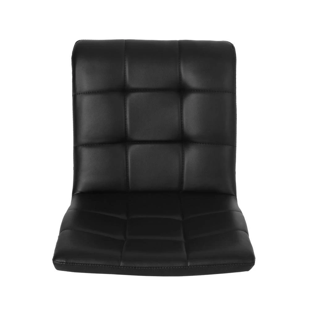 Niver Black and Chrome Waffle Stitch Dining Chair (Set of 2) by Noble House - Image 3