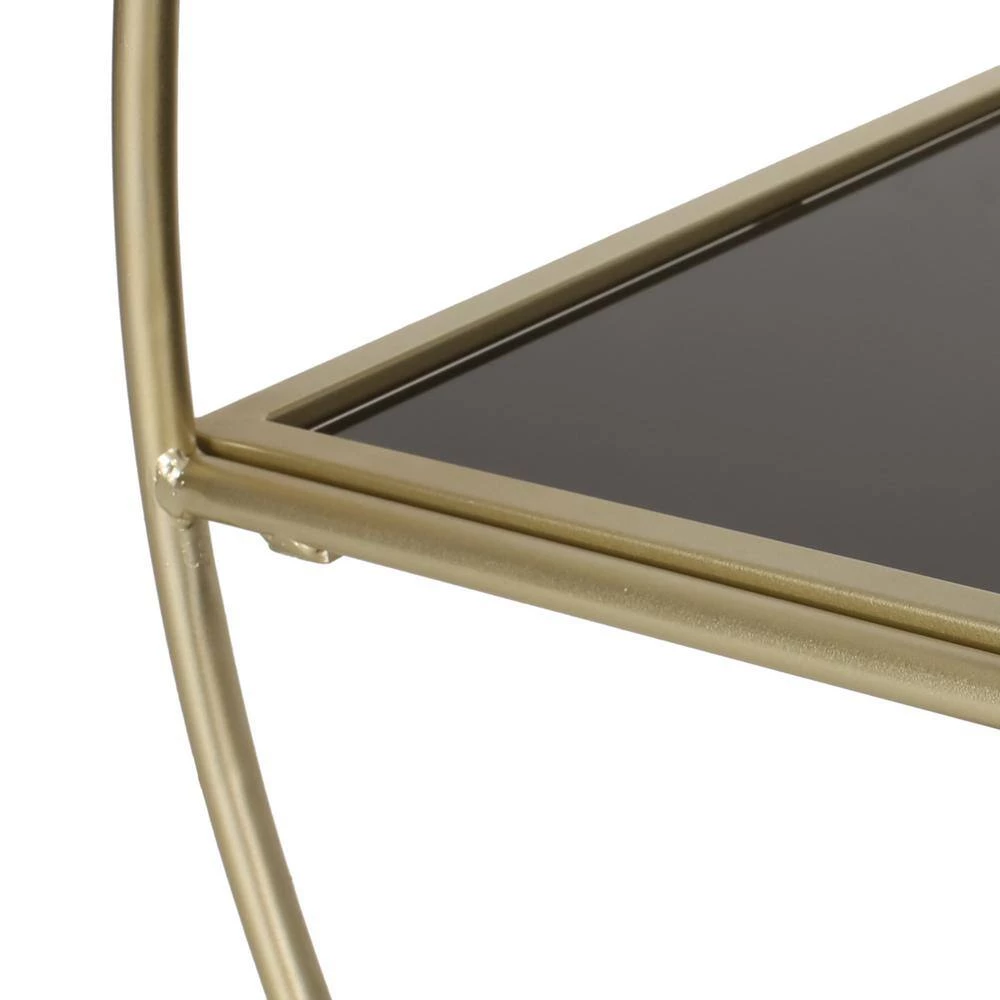 Mauhaut 36.5 in. Black, Gold, and Antique 3-Shelf Circular Bookcase with Wheels by Noble House - Image 8