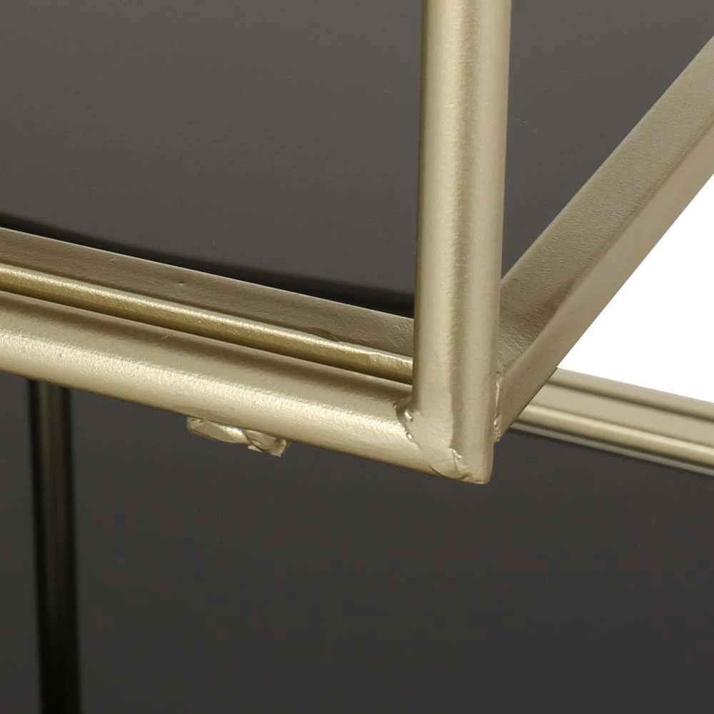 Mauhaut 36.5 in. Black, Gold, and Antique 3-Shelf Circular Bookcase with Wheels by Noble House - Image 5