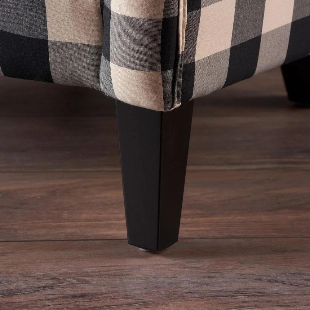 Black and White Plaid Fabric Club Chair by Noble House - Image 5