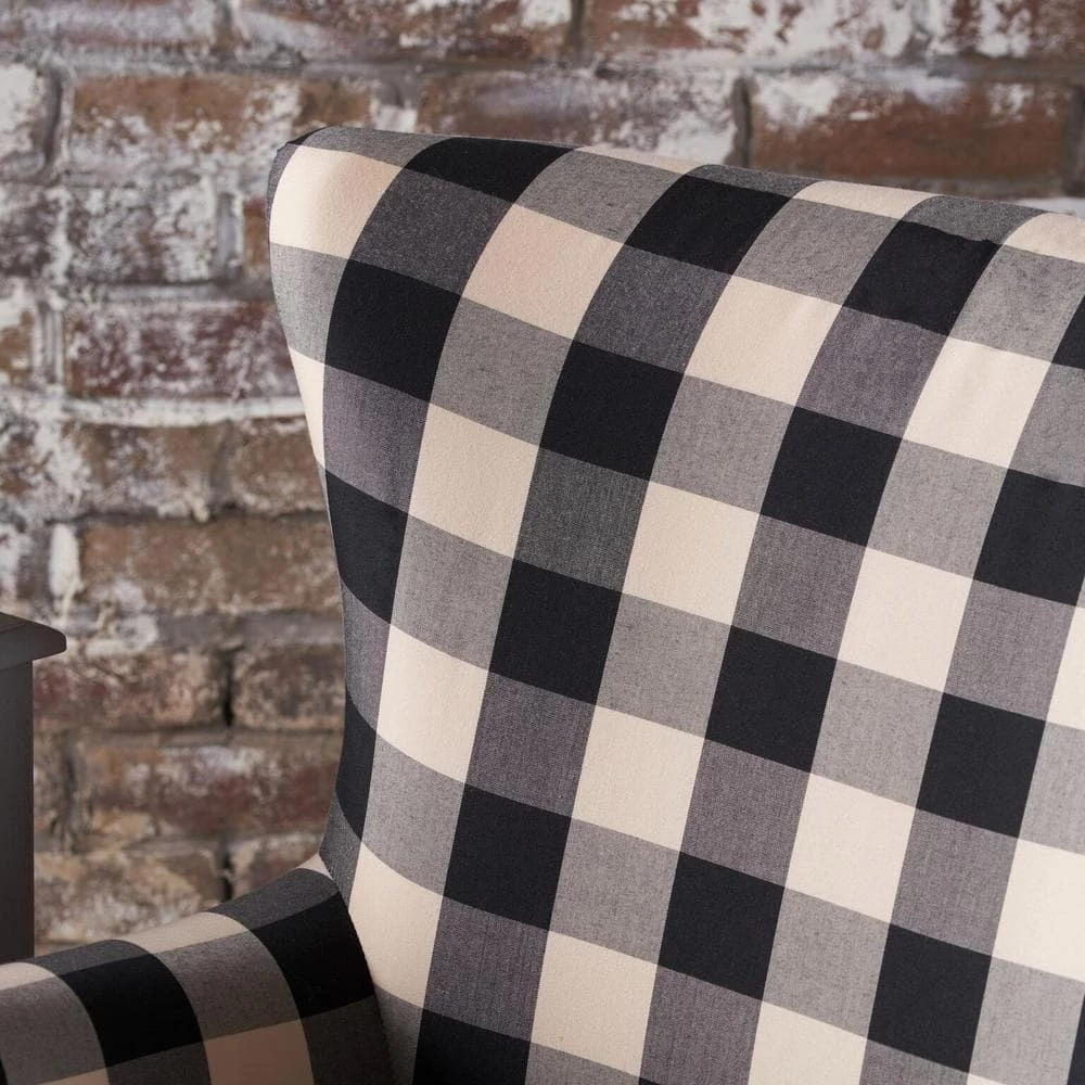 Black and White Plaid Fabric Club Chair by Noble House - Image 4