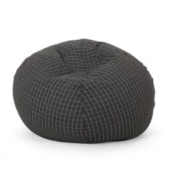 Ted Black Bean Bag 42.00 in. x 52.00 in. x 52.00 in. by Noble House