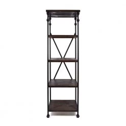 Hampden Black and Dark Walnut 4-Shelf Etagere Book Case by Noble House