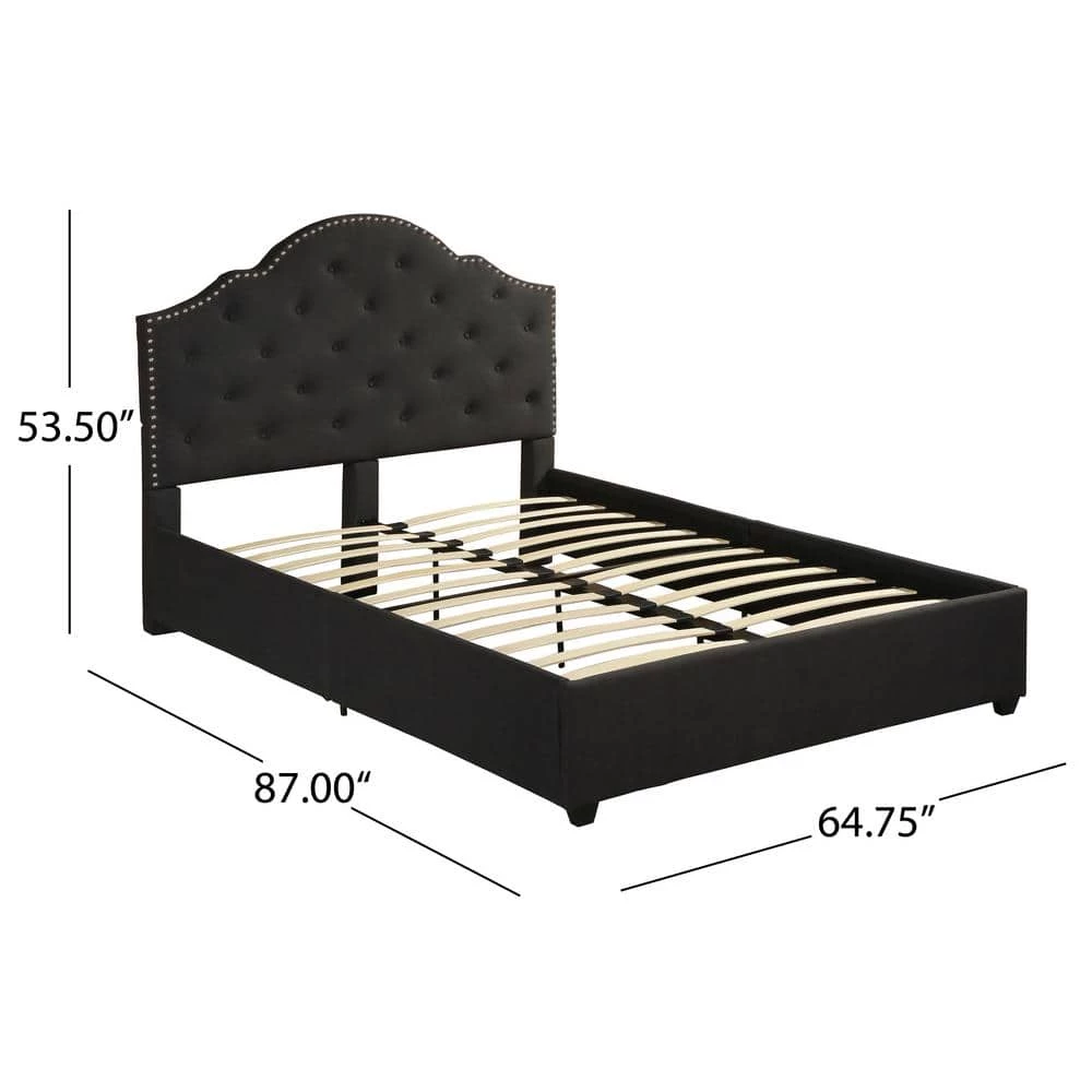 Cordeaux Queen Wood Upholstered Bed Frame by Noble House - Image 3
