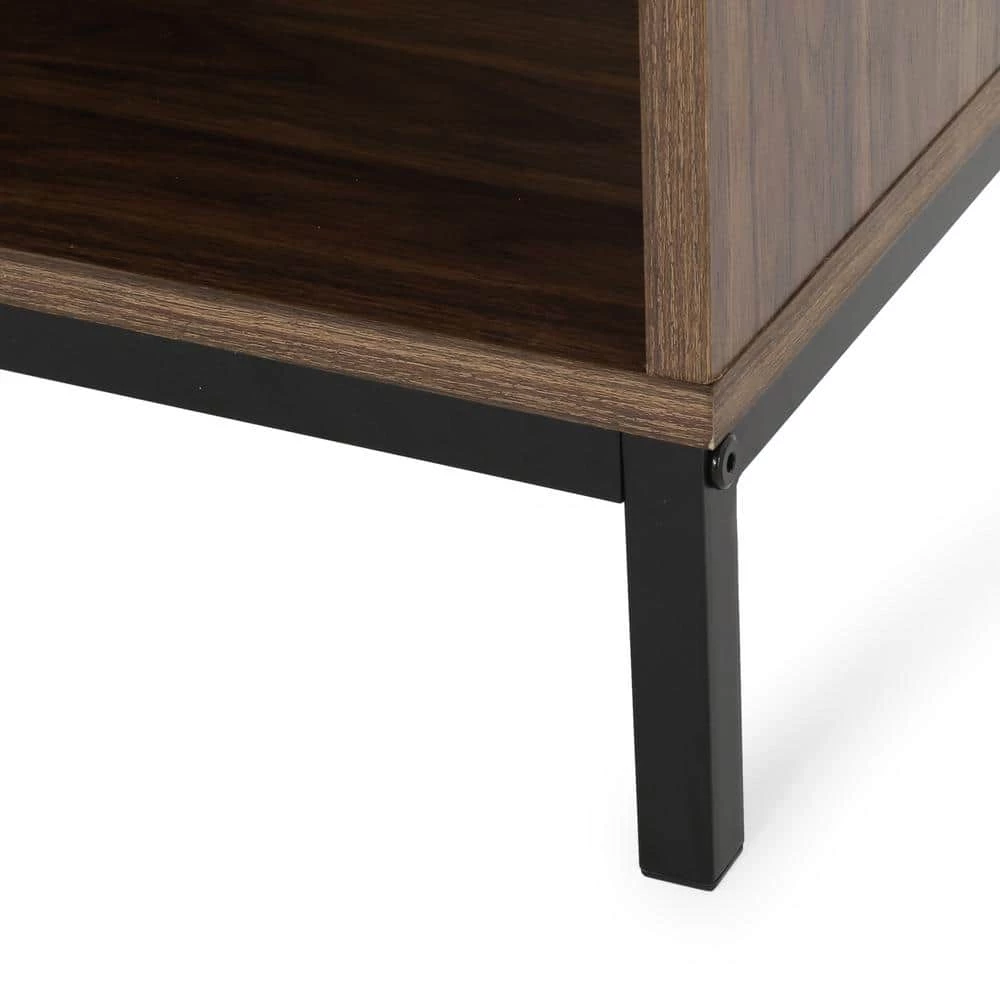 Fraser Walnut and Black Book Case by Noble House - Image 4