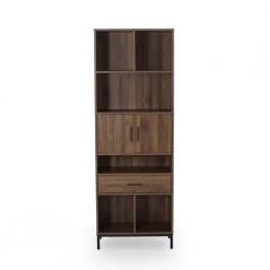 Fraser Walnut and Black Book Case by Noble House