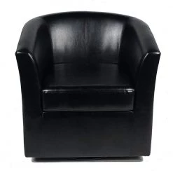 Daymian Black PU Swivel Club Chair by Noble House