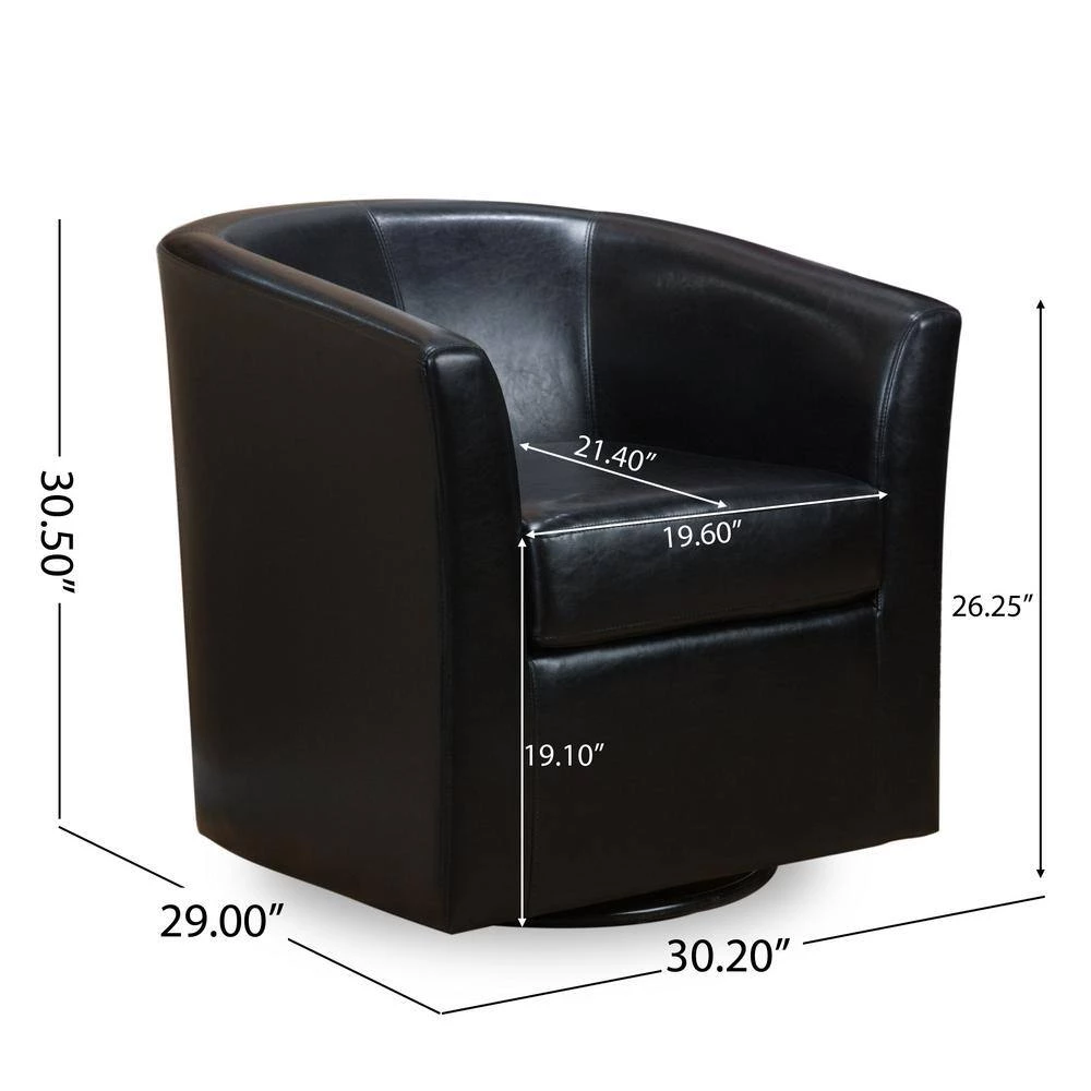 Daymian Black PU Swivel Club Chair by Noble House - Image 9