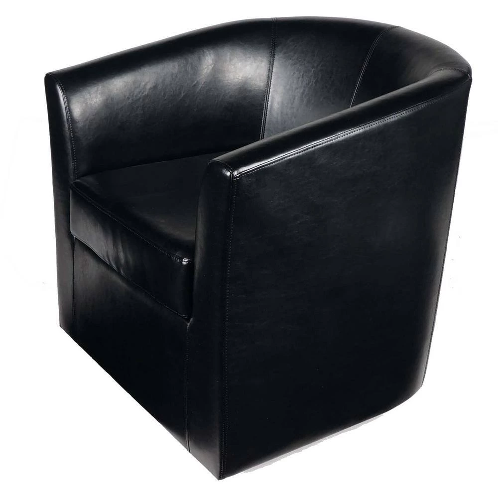 Daymian Black PU Swivel Club Chair by Noble House - Image 8